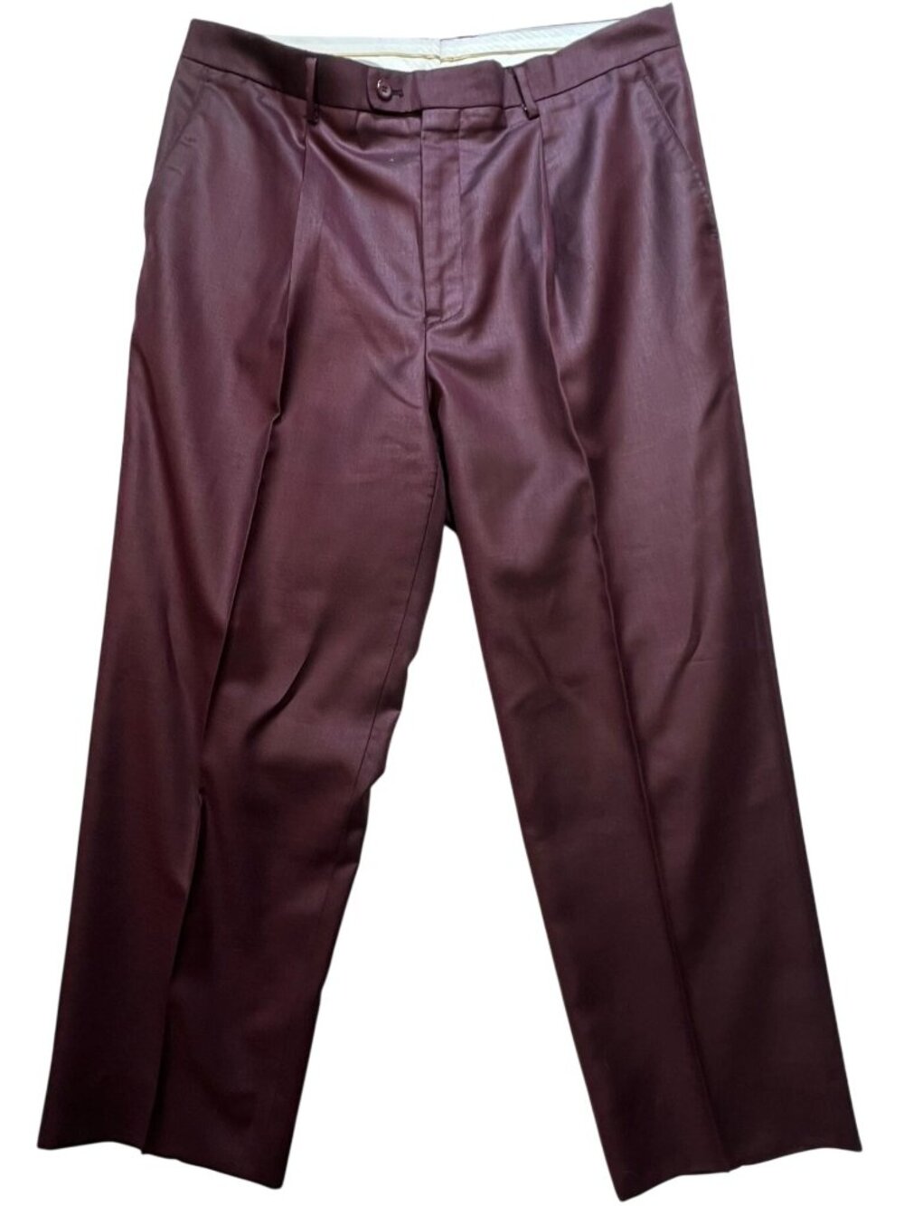 Vitali Men's Loose-Fit Formal Dress Pants Flat Front Size W40 Burgundy Solid